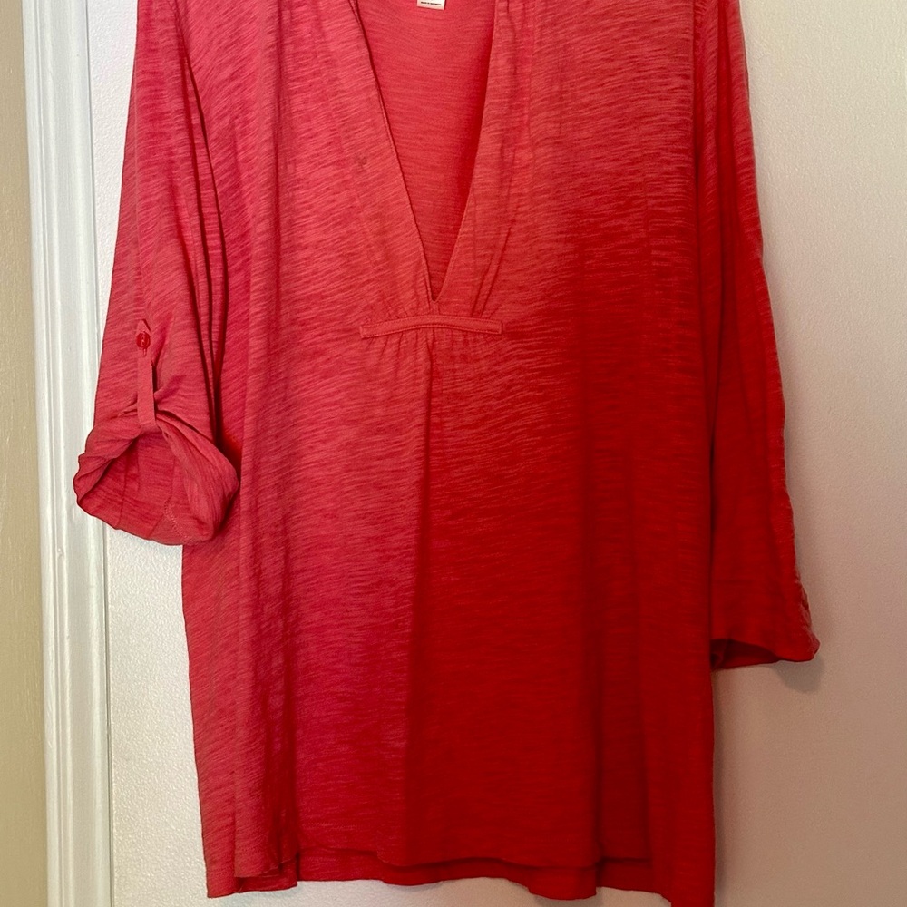 LOFT Coral V-Neck Tunic Top